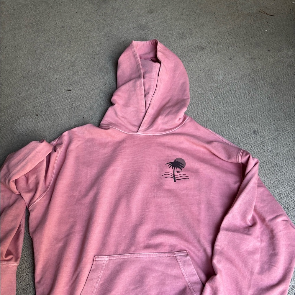 Pink Hoodie with Palm Tree Design